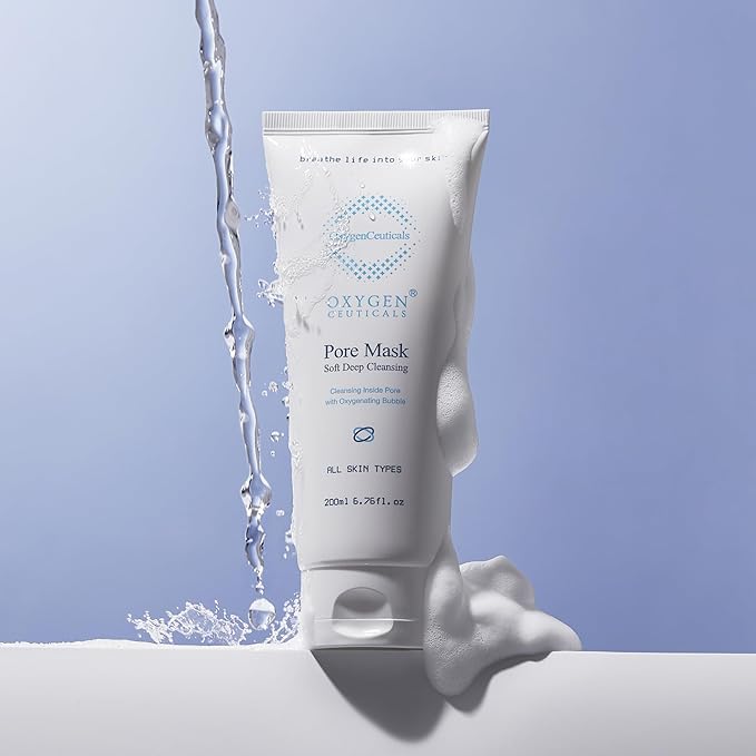 Pore Mask Cleanser – Korean Oxygen Bubble Foam Face Wash for Deep Pore Cleansing & Brightening, All Skin Types, 200ml / 6.76 fl. oz