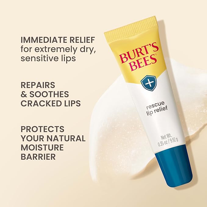 Burts Bees Rescue Lip Relief with Shea Butter and Echinacea, 100% Natural Origin, 0.35 Ounces