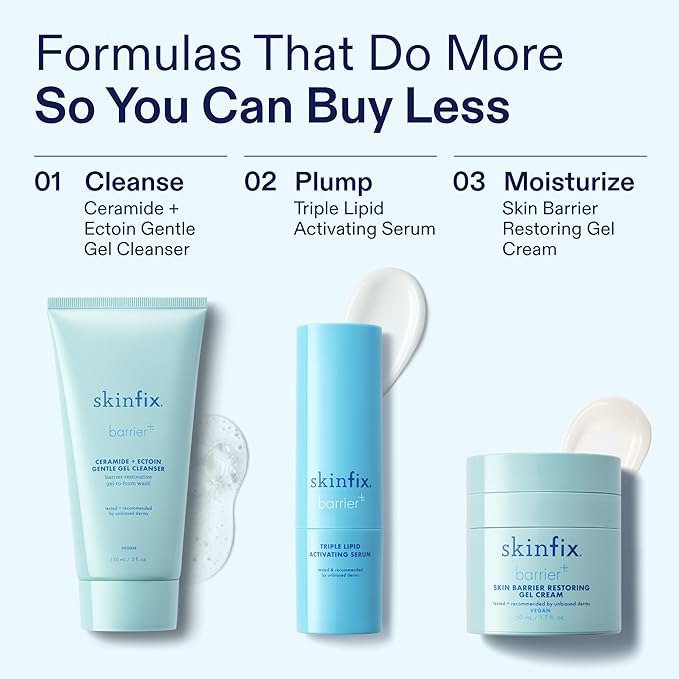 Skinfix Skin Barrier Restoring Gel Cream - 1.7 oz - Non-Greasy Moisturizer for Normal to Combination Skin - Hydrates, Plumps & Smooths - Non-Comedogenic, Fragrance Free, Vegan, Cruelty Free