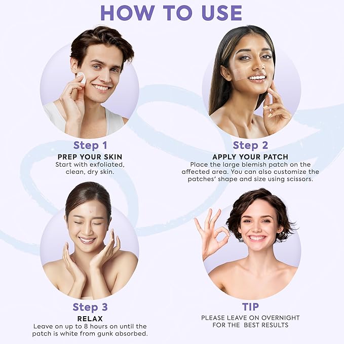 LivaClean 20CT Large Hydrocolloid Acne Patches - For Pore Spots Nose Face Cystic Pimple Zit Patch - Big Pimple Patches Hydrocolloid Bandages Strips Stickers Acne Patch XL Large
