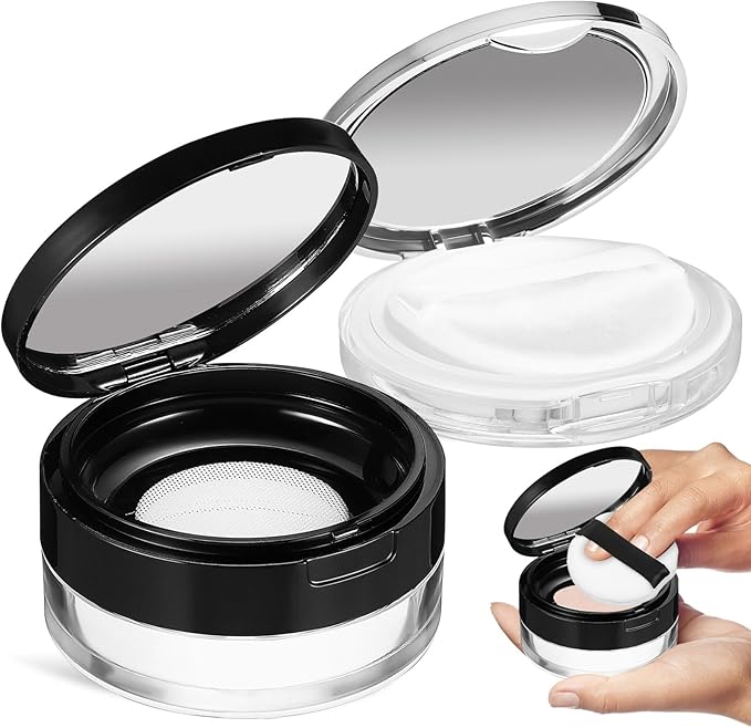 Beaupretty 2 Pieces Loose Powder Container with Puff 0.7 oz