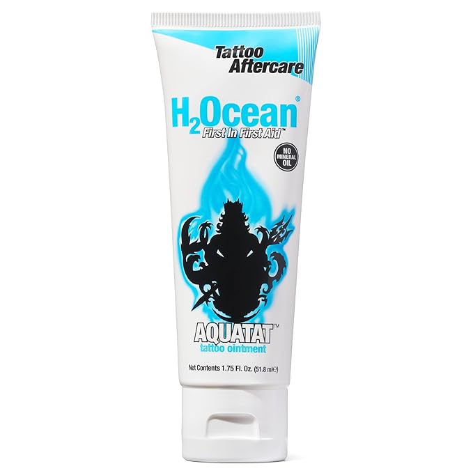 H2Ocean Aquatat Tattoo Healing Ointment - Tattoo Aftercare Cream for Tattoo Supplies - Fragrance- & Dye-Free Tattoo Care Ointment with Vitamins A & B - 1.75 oz