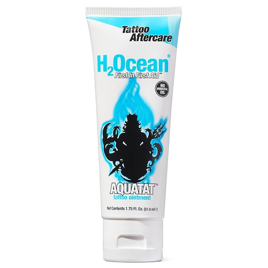 H2Ocean Aquatat Tattoo Healing Ointment - Tattoo Aftercare Cream for Tattoo Supplies - Fragrance- & Dye-Free Tattoo Care Ointment with Vitamins A & B - 1.75 oz