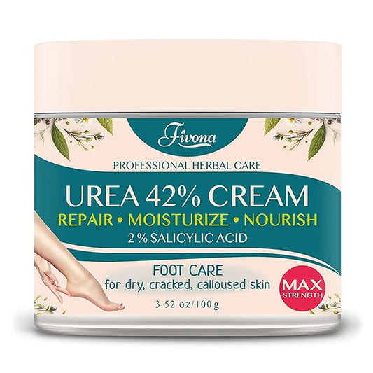 FIVONA 42% Urea Cream with 2% Salicylic Acid, Foot Cream for Feet Maximum Strength with Tea Tree and Aloe Vera Extracts Foot Lotion for Dry Cracked Heels, Callus Remover, Moisturizer Repair Cream
