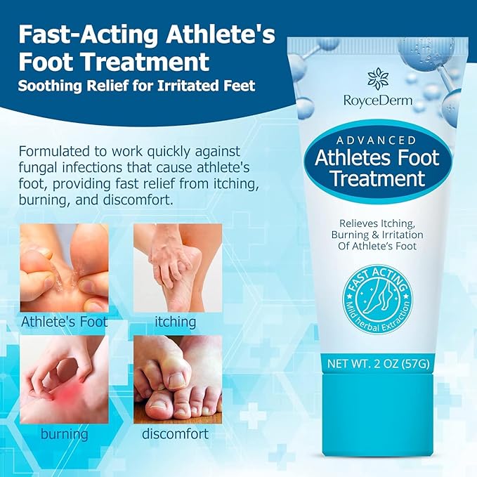 Roycederm Extra Strength Athletes Foot Treatment Cream - Powerful Antifungal Relief for Itching and Burning - Suitable for Men and Women