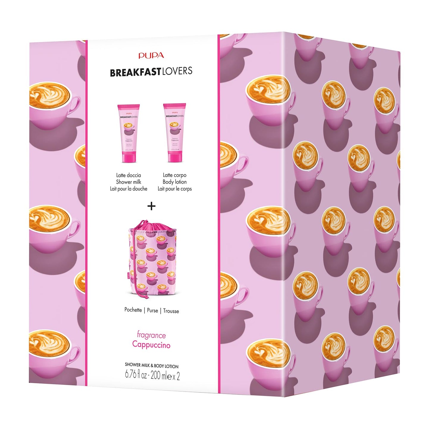 Pupa Milano Breakfast Lovers Set, Cappuccino, 3 Pc - Body Wash and Lotion - Moisturizing Body Lotion - Hydrating Body Wash - Skin Care Gift Set