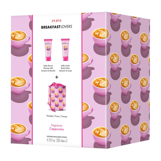 Pupa Milano Breakfast Lovers Set, Cappuccino, 3 Pc - Body Wash and Lotion - Moisturizing Body Lotion - Hydrating Body Wash - Skin Care Gift Set