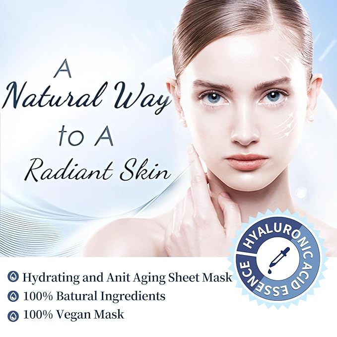 Moisturizing Face Mask Hydrating Face Mask Skin Care Facial Masks Sheets Hyaluronic Acid Sheet Pack With Vitamin B5 Sheet Masks for Women Face Masks Beauty Sheet Masks Hydration 10 Packs