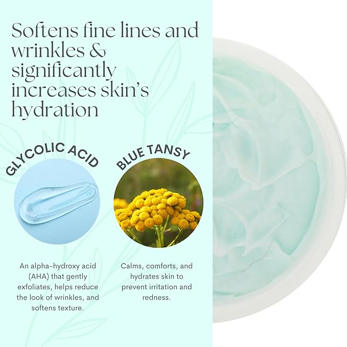Serious Skincare - Glycolic Facial Moisturizer Cream for Hydration & Exfoliation, Texture Refining for Lines, Wrinkles, Pores, Face Discoloration, Skin Balancing Blue Tansy - Anti-Aging, 1.7 Fl. Oz.