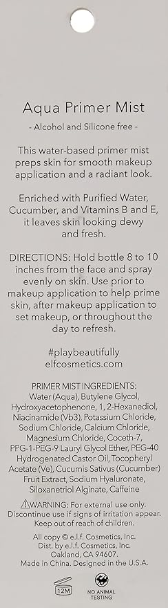 e.l.f. Aqua Beauty Primer Mist Clear, 3.5 Ounce