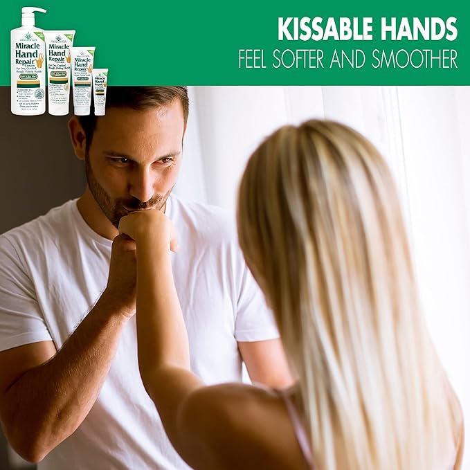Miracle of Aloe Miracle Hand Repair Cream 1 oz Healing Aloe Vera Lotion for Dry, Cracked Hands with 60% Ultra Aloe Gel - Moisturizes, Softens, and Repairs - Non-Greasy (3-Pack)