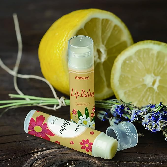 CRASPIRE Lip Balm Labels 80pcs Homemade Yellow）