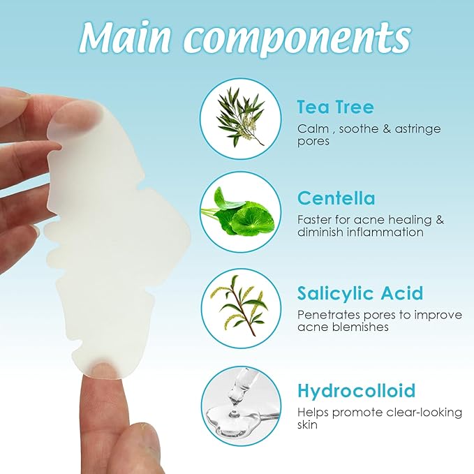 Pimple Patches for Nose 10 CT Acne Patches Nose Pore Strips XL Hydrocolloid Bandages for Face Blemish Pimple Patch Absorbs Oil Overnight