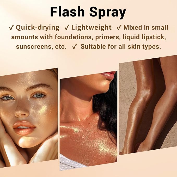 Face Liquid Highlighter Shimmer Body Spray for Hair (G, Standard)