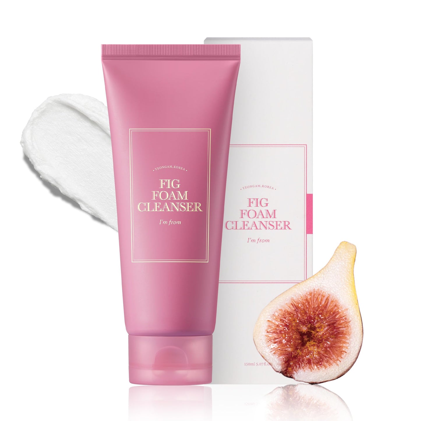 I’m from Fig Foam Cleanser, Korean Daily Gentle Face Wash for Oily, Sensitive Skin, Sebum Control, Mild Alkaline, Creamy Bubble, Lather, Exfoliating, Vegan, Hydrating, Pore Cleansing 5.07 fl oz