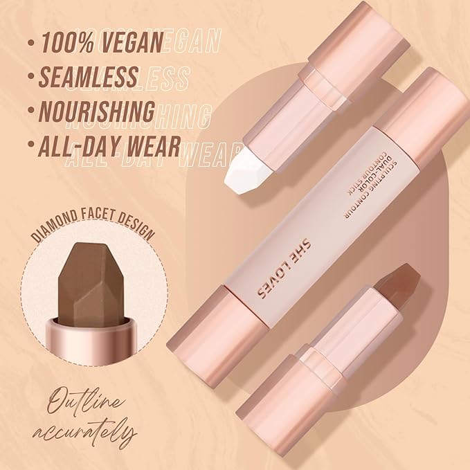 Contour Stick, Highlighter Makeup, 2 in 1 Cream Face (02#)