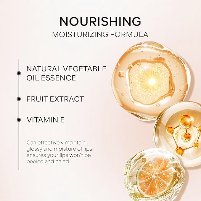 Hydrating Lip Glow Oil, Plumping Moisturizing Lip Oil Gloss, Smooth Lip Lines Plump Lip,Transparent Plumping Clear Glossy Tinted Balm Care 0.2Fl oz #Rosewood