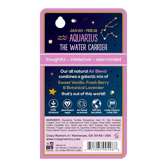 Crazy Rumors Aquarius Zodiac All Natural, Lavender)