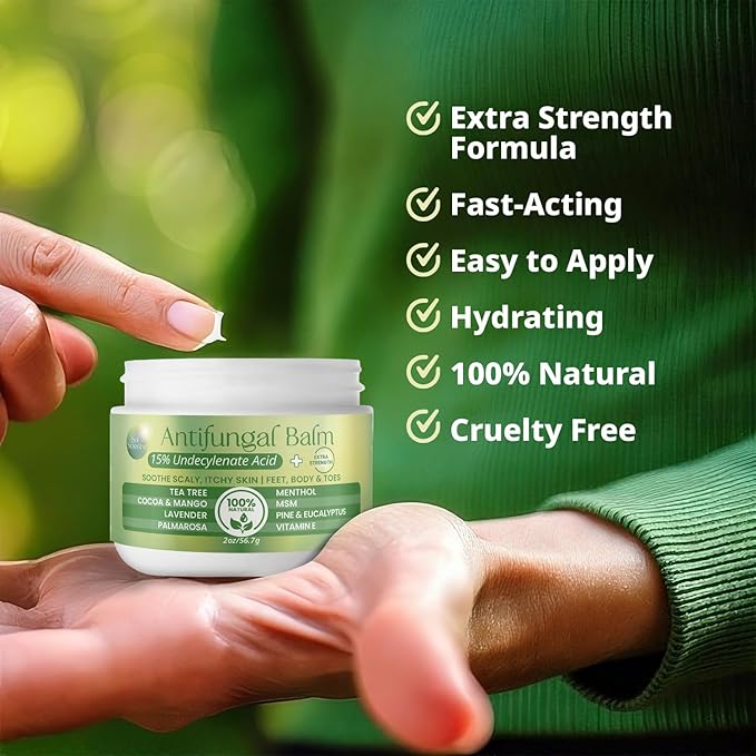 PURPLE CANYON Anti Fungal Balm with 15% Undecylenic Acid – Natural Antifungal Cream for Athletes Foot, Jock Itch & Ringworm – Soothing Relief with Tea Tree, Menthol & Healing Essential Oils
