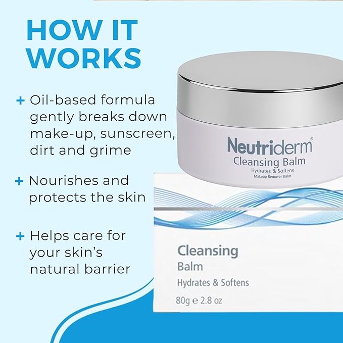 NEUTRIDERM Cleansing Balm – Hydrating Makeup Remover Balm & Oil Based Cleanser with Vitamin E & Ceramides for Soft, Radiant Skin | All Skin Types (80g/2.8oz)