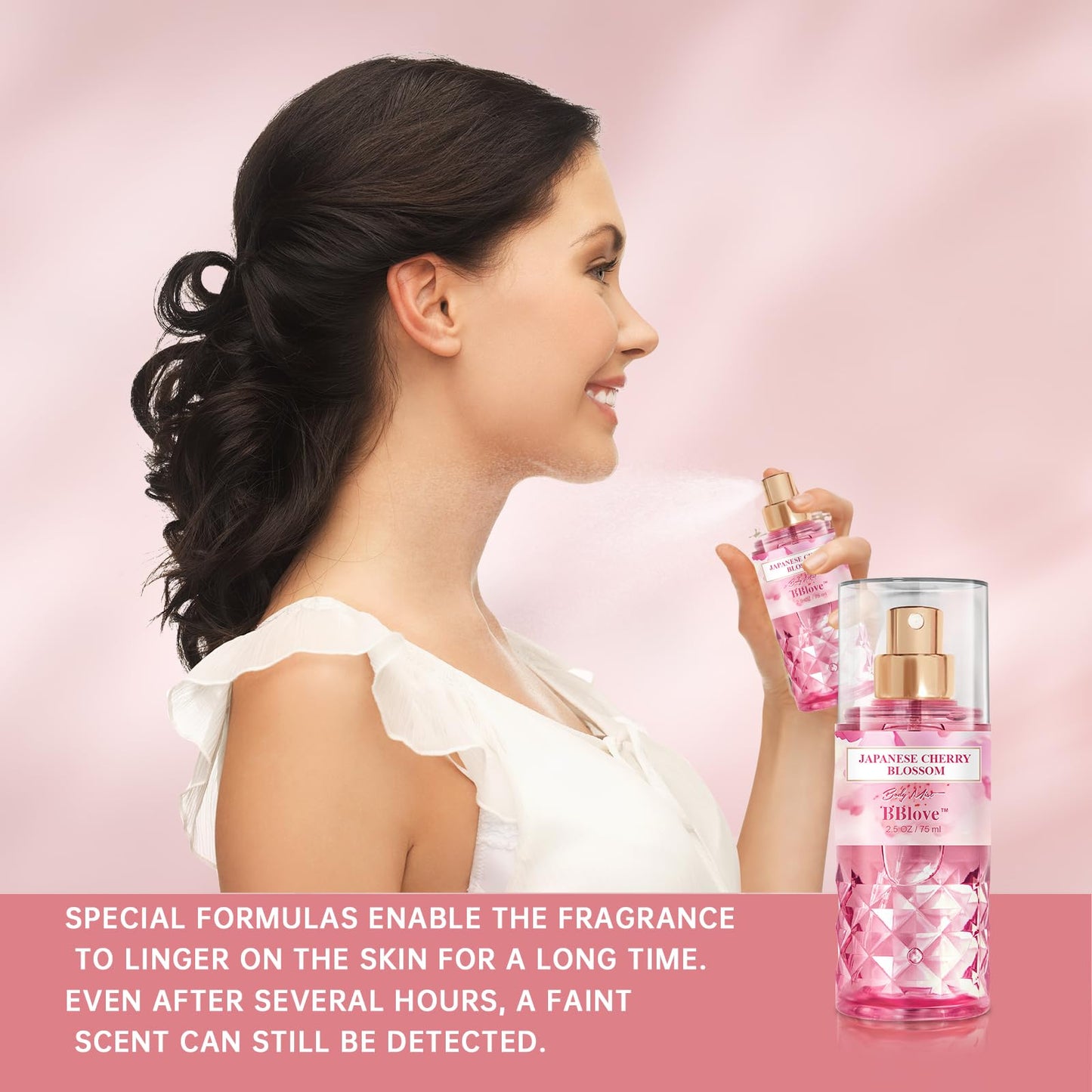 BBlove Japanese Cherry Blossom Bath and Body Gift Set - 2-Piece Travel Skincare Essentials (3oz Body Lotion + 2.5oz Fragrance Mist) Lightweight Hydrating Duo, Holiday Gift Set