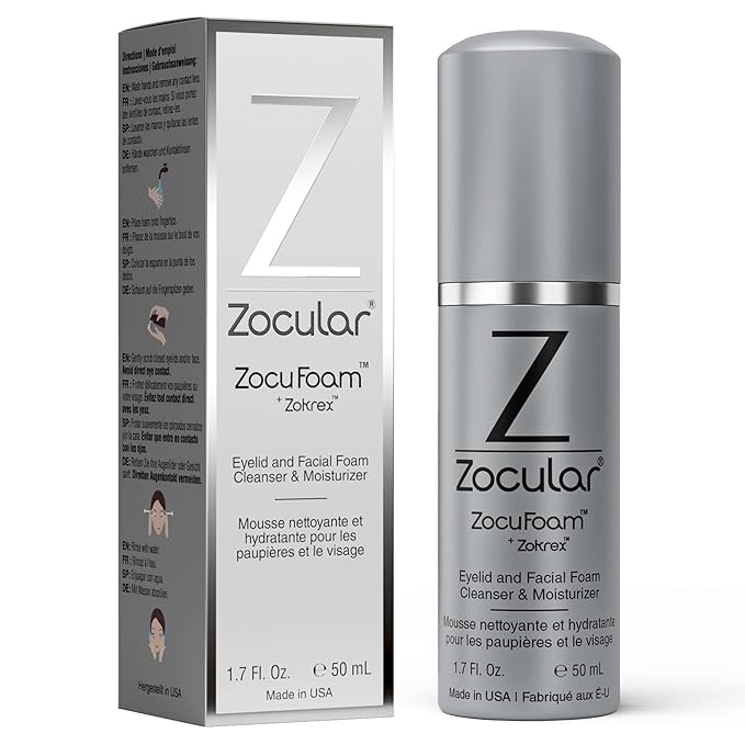 ZocuFoam Eyelid Cleanser and ZocuWipe Eyelid Wipes Bundle - Eye Care for Dry and Irritated Eyes - 30 ct