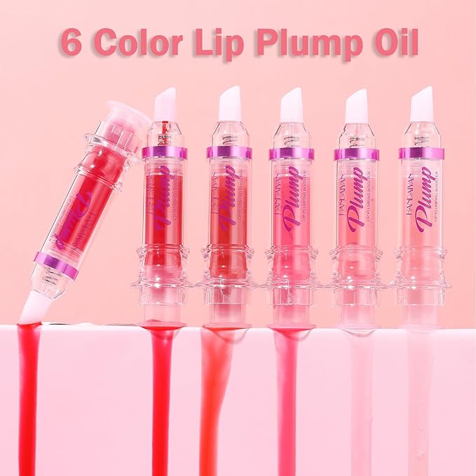 6 Colors Lip Plumper, Hydrating & Smooth Lip Wrinkles, Enhancing Plump Effect for Fuller Lips High Shine Lip Glaze Long Lasting Nourishing Lip Plumper for Women Girls (# 02)
