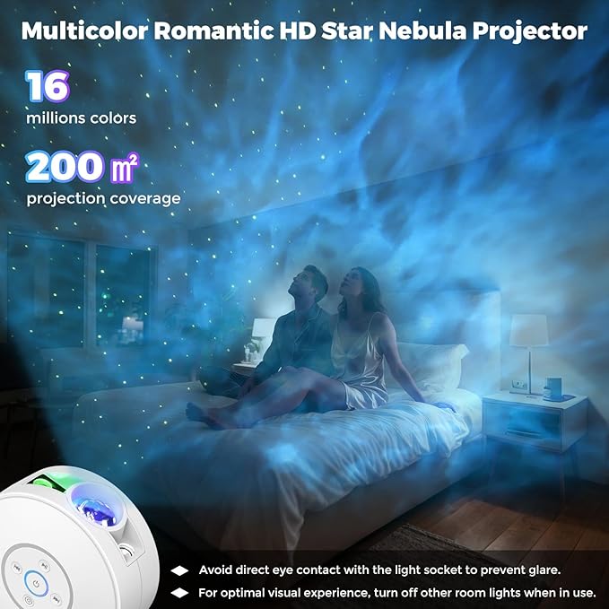 Smart Star Light Projector,Galaxy Projector with 6 Projection Slide,Smart APP & Voice Control Rotatable Galaxy lamp with 24H Timer and 37 White Noises Cloud Light Gift for Kids Room Decor(White)