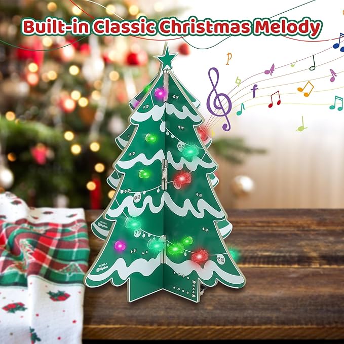 Christmas Tree DIY Soldering Kit – Electronics Xmas Tree Soldering Project with RGB LEDs & Music, Hands-On Christmas Soldering Practice Kit for Teens & Adults STEM Learning Holiday Decor & Gift