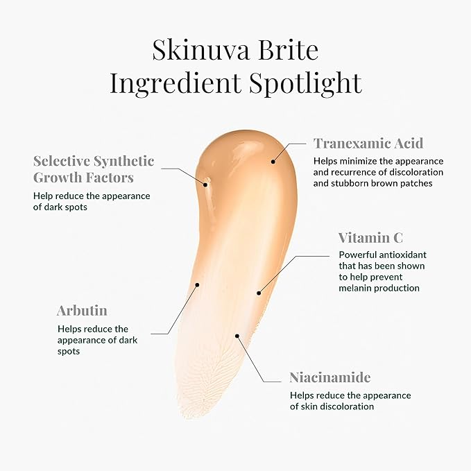 Skinuva® Brite Dark Spot Treatment – Tone-Enhancing Cream Formulated with Growth Factors, Vitamin C, and Niacinamide For All Skin Types