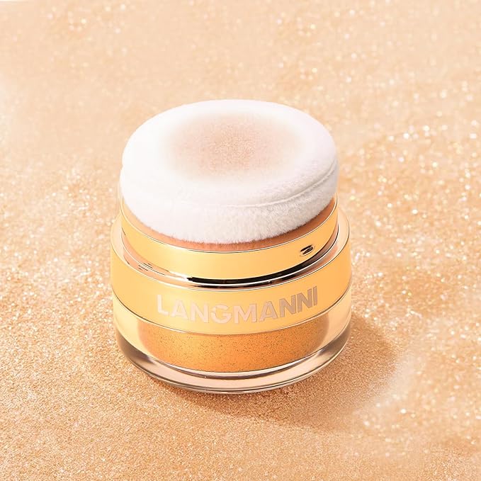 Glitter Body Highlighter Powder Body Shimmer Sparkle Face sponge head（silvery）