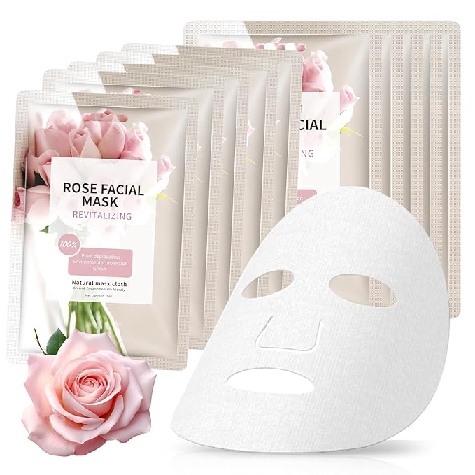 Face Masks Skincare for All Skin Types, Rose Pink Hydrating Face Sheet Masks Suitable for Sensitive Skin, Moisturizing Bulk Facial Mask for Women Skin Care, Face Mask Gifts for Face Spa 10 Sheets
