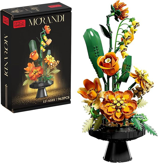 Flower Bouquet Building Blocks Set, Artificial Flowers Toys Botanical Collection DIY Unique Home&Office Bonsai Decoration Adults, Teen Girls for Birthday，Christmas, Holiday