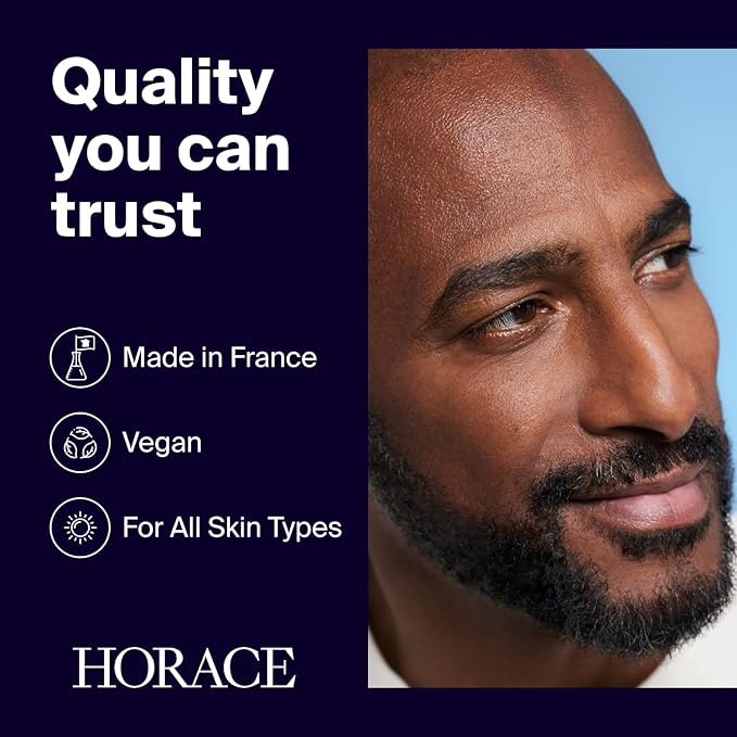 HORACE Face Firming Gel for Men – Lightweight Anti-Aging Gel Reduces Fine Lines & Wrinkles – 95% Organic & Natural Ingredients – No Silicones or Mineral Oils – For All Skin Types – Amber Scent – 30 ml