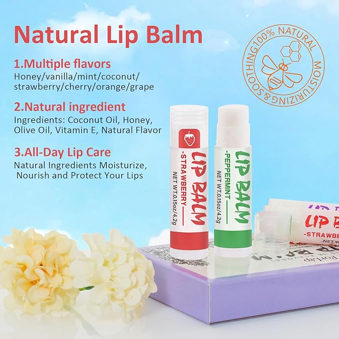 24 Pack Lip Balm, Natural Lip