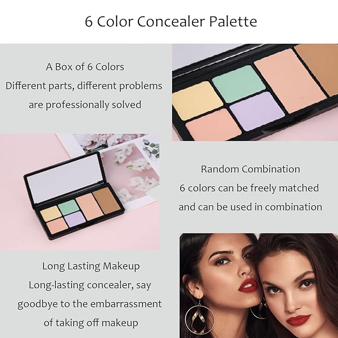 Concealer Contour Palette, 6 In 1 Color Correcting