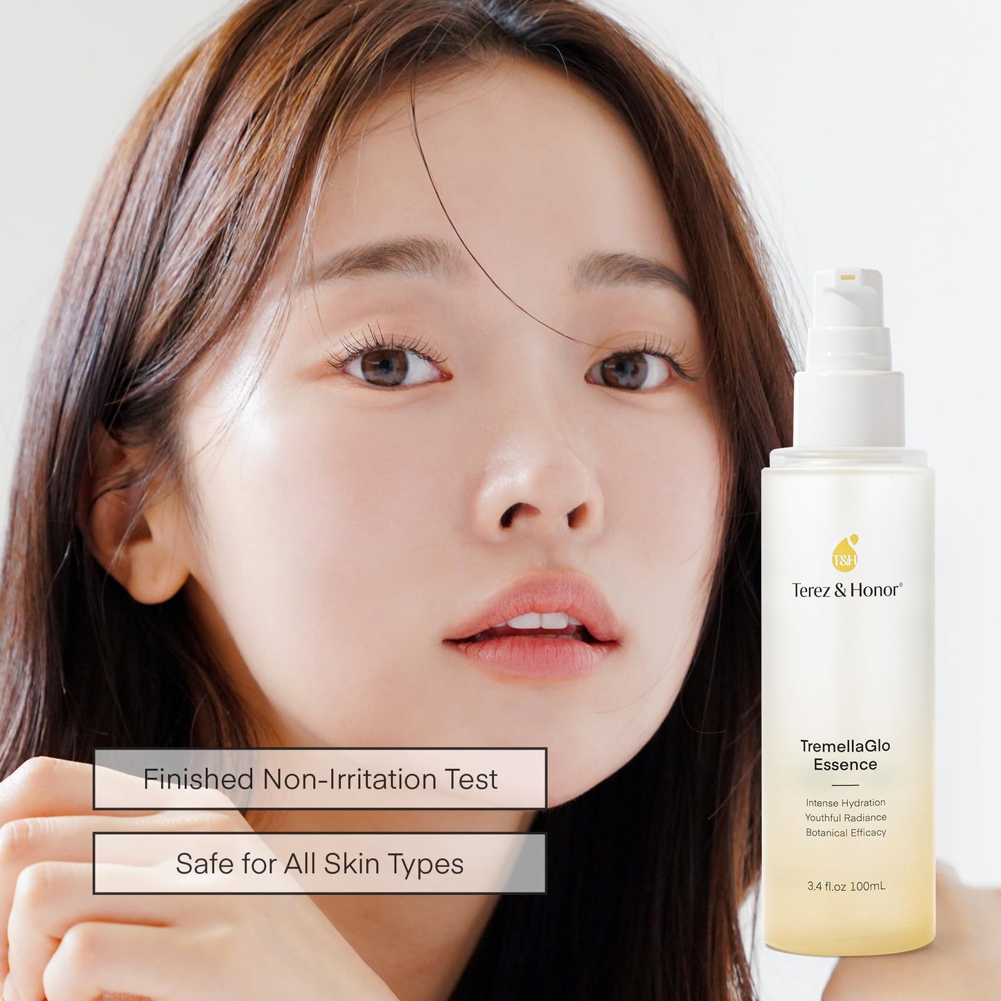 TEREZ & HONOR TremellaGlo Face Serum: Hydrating Facial Serum for Glass Skin - Korean Skincare Formula with Snow Mushroom & Hyaluronic Acid, for Sensitive & Dry Skin, Vegan, 3.4 FL OZ/100mL