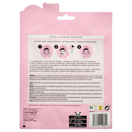 Oh K! Bubble Sheet Mask - Grapefruit - Korean Face Mask Sheet - Facial Skin Care Products - Clean Korean Skincare - Hydrating Face Sheets - 1 Pc