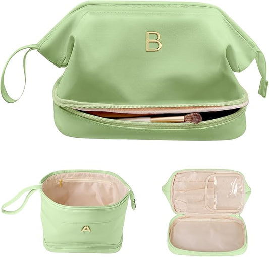 Birthday Gift for Daughter-Teen Girl Gifts Trendy Stuff, Initial Large Makeup Bag, Bride To Be Gift, Double Layer Cosmetic Bag, Gifts for 3 4 5 6 7 8 9 10 11 12 13 14 15 16 Year Old Girls