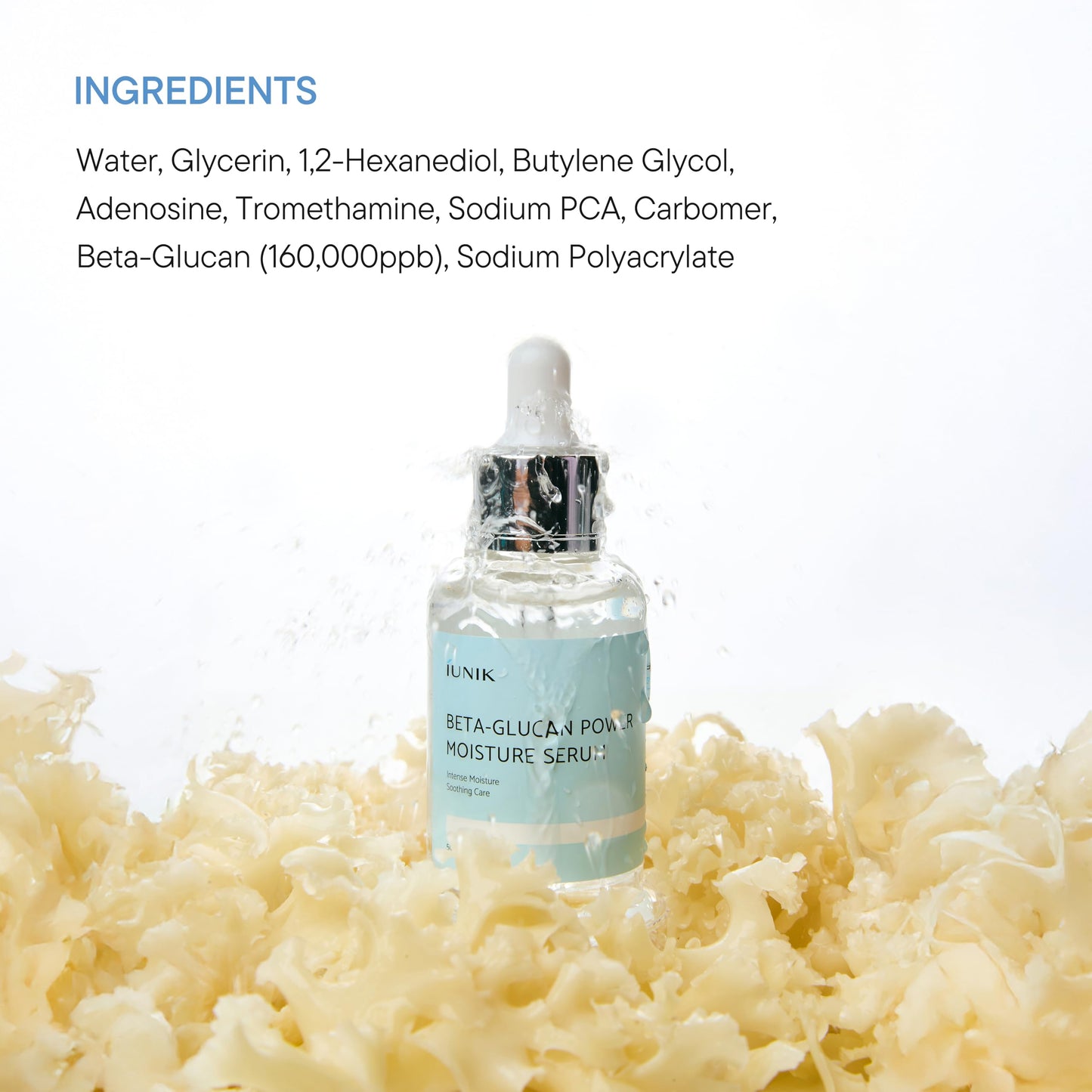 IUNIK Beta-Glucan Power Deep Moisture Vegan Serum Intense Hydration Mushroom Yeast Extracts Naturally-derived - Dry Mature Sagging Sensitive Skin Cell Regenerating Lifting Korean Skincare