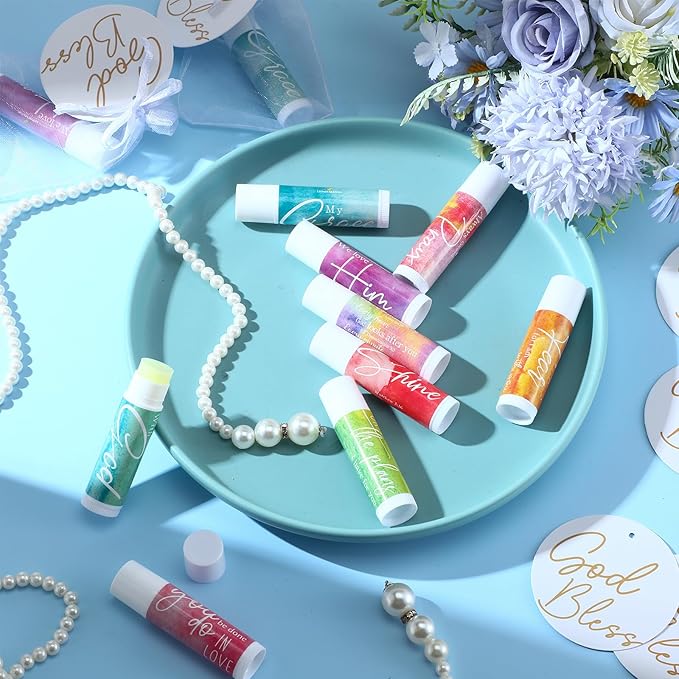 Fumete 50 Sets Christian Lip Balms Gifts