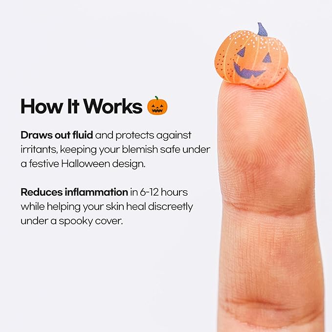 Epielle Acne Patch Shapes Edition, Acne Patches with Hydrocolloid Dressing, Fun for Parties, Sleepovers, Girls' Nights, Halloween Parties, Girls' Gift (Halloween Patch, 75ct)