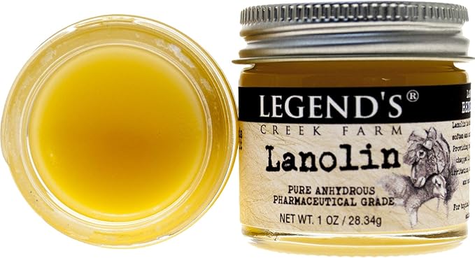 Legend's Creek Farm Nipple Balm - 100% Unadulterated Anhydrous Lanolin Cream for Chapped Skin & Irritations - 1oz. Organic Healing Balm Handmade in USA
