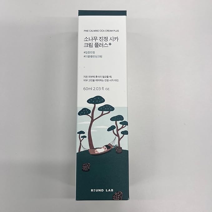 ROUND LAB Pine Cica Calming Cream Plus 60ml – Dual-Texture Soothing Cream for Blemish Care, Acne-Prone Skin Safe, Sebum & Oil Control, Intensive Calming, Strengthens Skin Barrier, Clear & Calm Finish