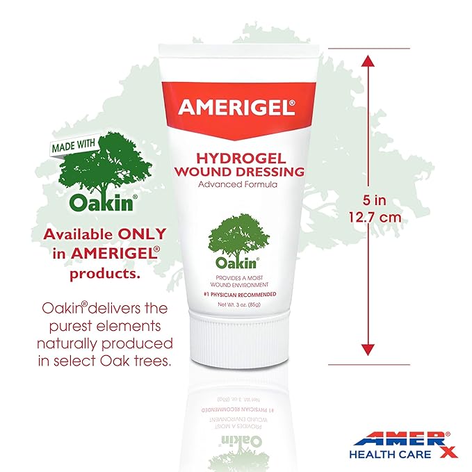 AMERIGEL Total First Aid Bundle - Small - Hydrogel Wound Dressing Moisture Rich Healing Gel (3 oz.) - Saline Wound Wash First Aid Cleansing Solution (7.1 oz.) - Bordered Gauze