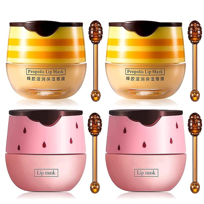 4Pcs Bee Lip Balm Honey Pot, Lines