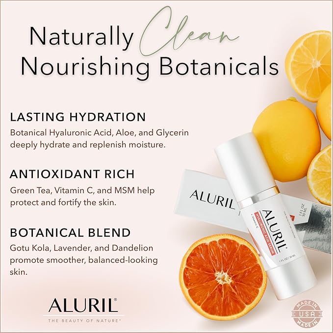 Hyaluronic Acid Serum with Vitamin C - Hydrating & Moisturizing Serum to Soothe Plump Face & Tighten Skin, Enhanced with Vitamin E to Diminish Dark Spots, Fine Lines & Signs of Aging, 1 fl oz