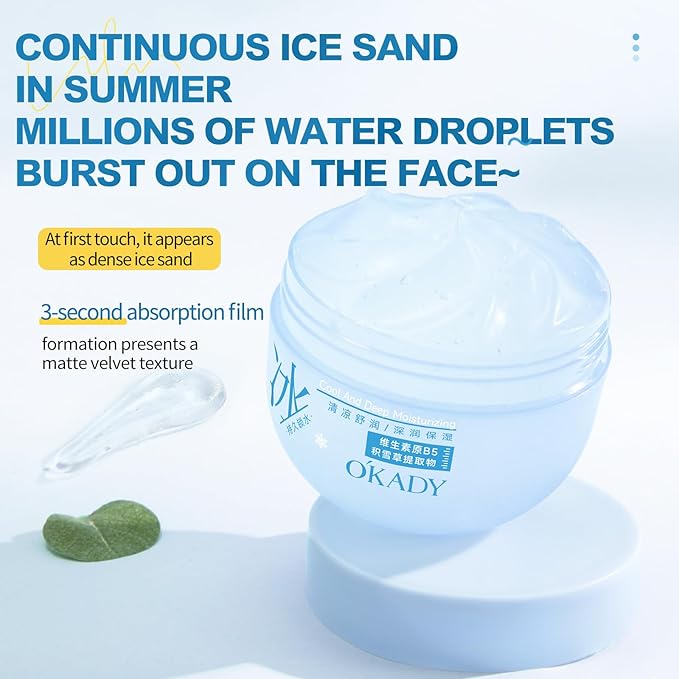 Centella Sorbet Cream with Vitamin B5 Niacinamide VE for Hydrating Soothing Face Moisturizer Sun Care Non Greasy Lightweight