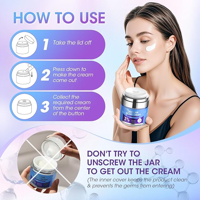 Silicone Scar Cream for Surgical Scars, 3% Dimethicone Complex Silicone Scar Gel for Old & New Scars, C-Section, Pregnancy, Acne, Injury, Keloids, Burns, Non-Irritating Scar Removal Cream(50ML)