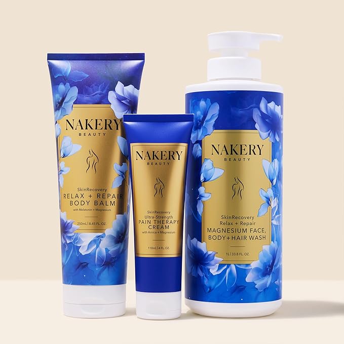 Nakery SkinRecovery Ultra Strength Massage Cream - Muscle Relaxer Cream & Magnesium Cream for Leg Cramps with Menthol - Fast Absorbing Feet Cream - Non-Sticky Leg Cramp Cream for Soothing Comfort